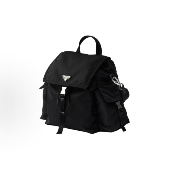 PRADA Explore Explore Enamel triangular metal logo backpack for both men and women, black couple style